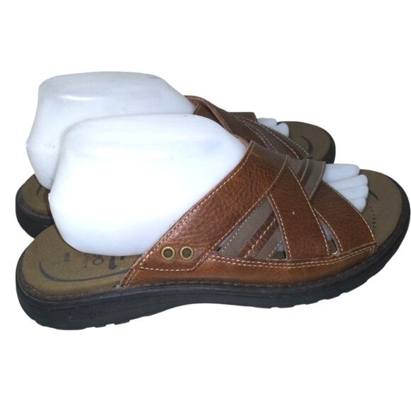 Abeo Bio-System Men\'s Brown Leather Slip-On Sz 11 Sandals With Arch Support main image 4